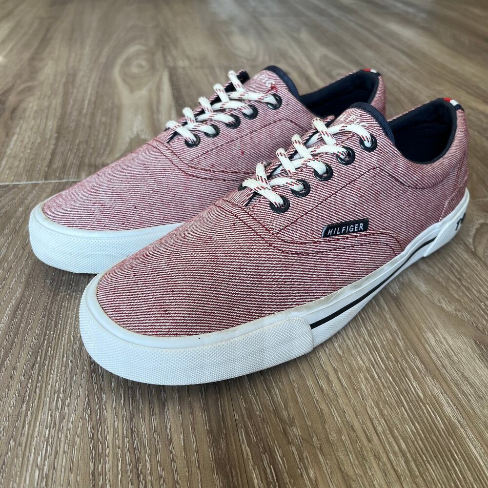 Tommy Hilfiger Pallet 2 Men's 7.5 Red Canvas Lifestyle Boat Casual Sneakers Shoe